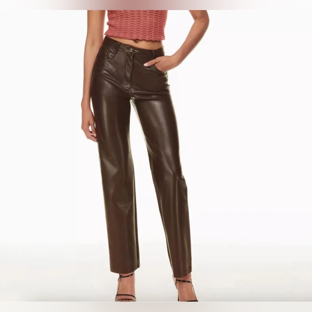 Aritzia Chocolate Brown Straight Leg Pants